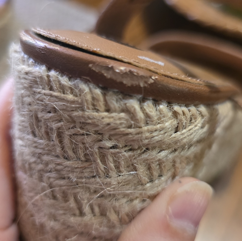 Big Buddha Jute Platform Wedge Espadrille Sandals Cognac Size 9.5 - Picture 14 of 15
